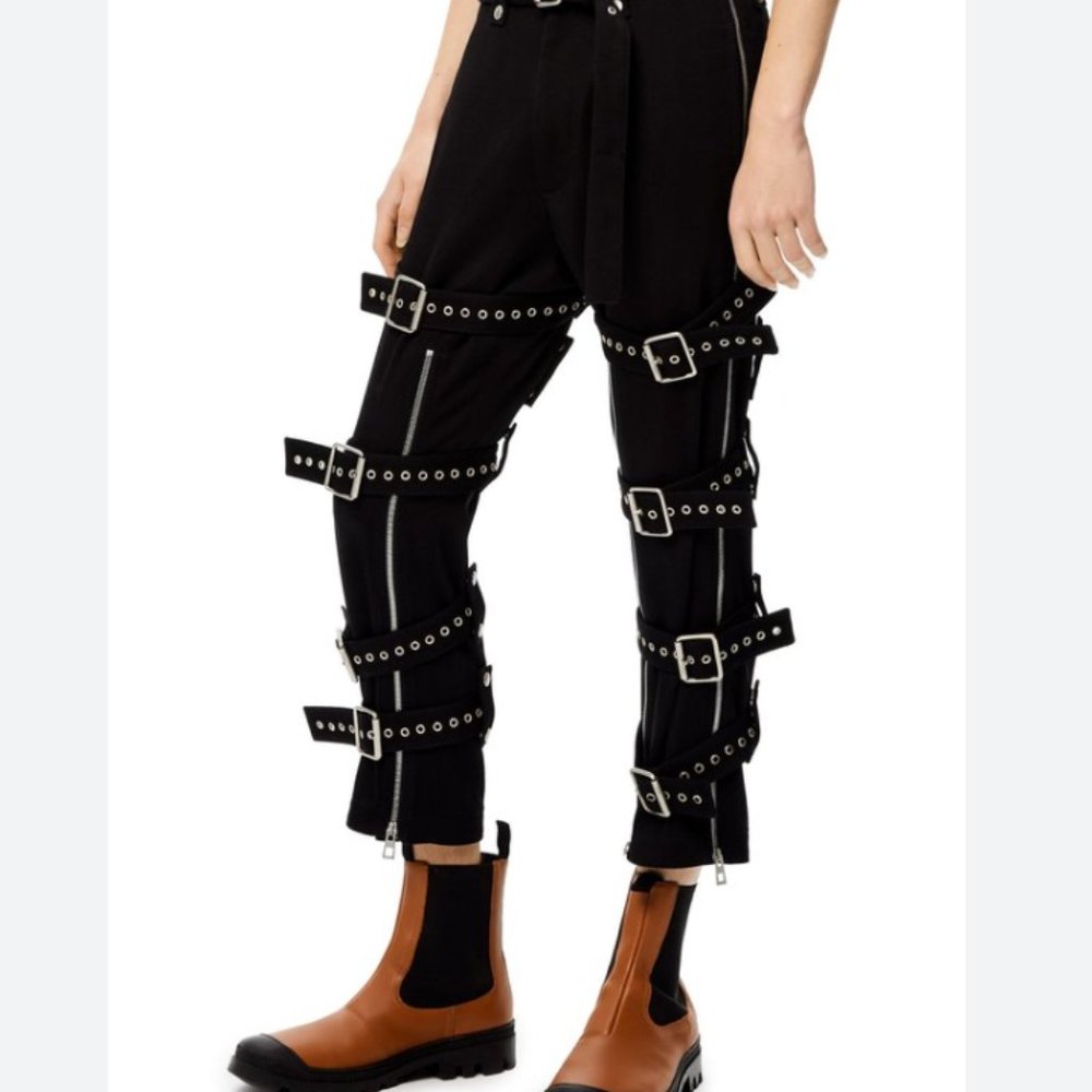 LOEWE Black Wool Belted Trousers